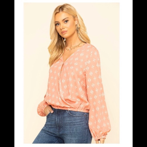 Wrangler Tops - LADIES WRANGLER CROSSOVER FRONT BALLOON SLEEVE TOP